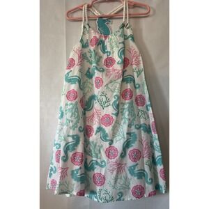 Tommy Bahama Kids Teal + Pink Seahorse‎ Dress Lined Girls Size 5 NWT